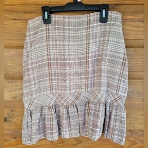 Pink and Brown plaid skirt
